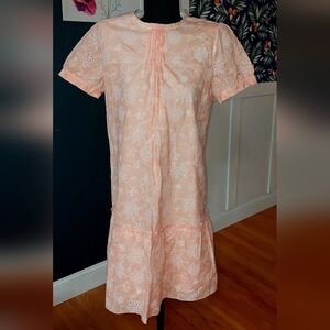 Coach Peach Eyelet Tie Front Sheath Mini Dress